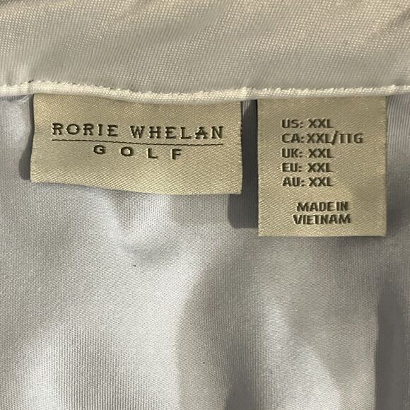 Rorie Whelan Golf Polo Shirt 2XL XXL Navy Polka Dot Soft Stretch Lightweight Top - Picture 5 of 6